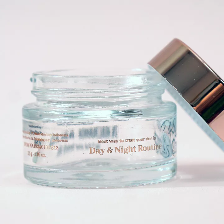 hasil produksi sablon botol kaca teknik hot stamp