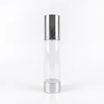 BOTOL AIRLESS LUXURY SPRAY UKURAN 50 mL DENGAN AKSEN SILVER METALIK