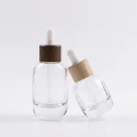 BOTOL DROPPER KOSMETIK AKSEN KAYU BAHAN GLASS (KACA) BENING TRANSPARAN)