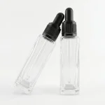 BOTOL KOSMETIK DROPPER BENTUK SQUARE BAHAN GLASS (KACA) BENING TRANSPARAN