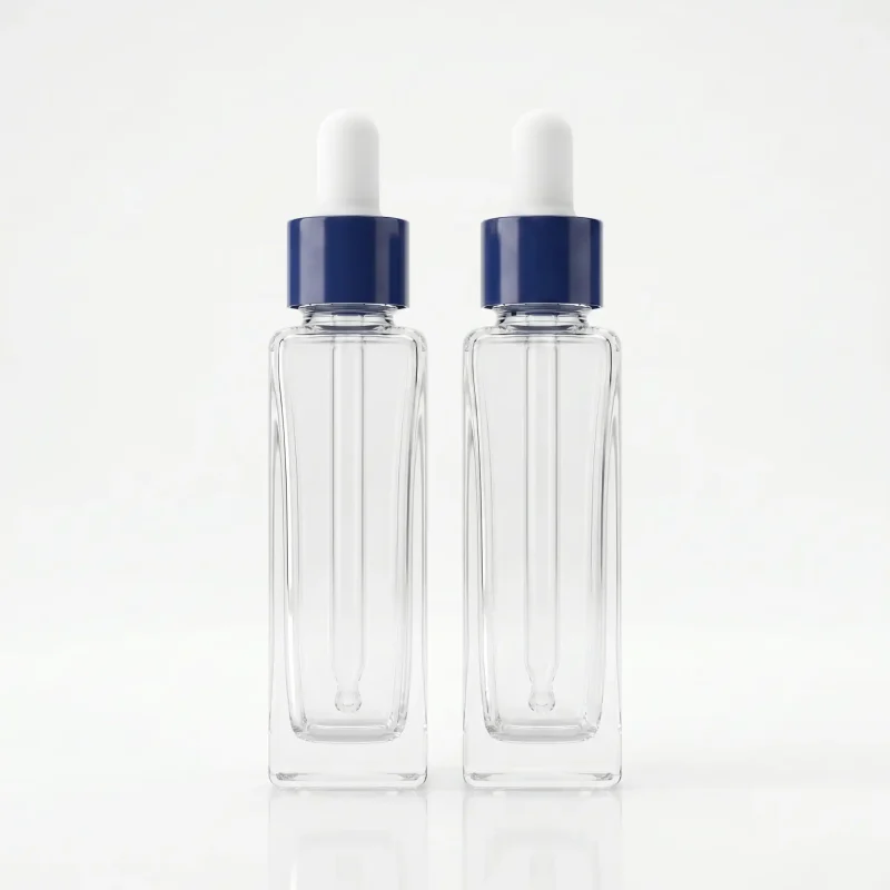 BOTOL KOSMETIK DROPPER BENTUK SQUARE BAHAN GLASS (KACA) BENING TRANSPARAN
