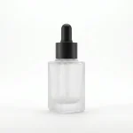 BOTOL KOSMETIK DROPPER GLASS (KACA) BENING TRANSPARAN UKURAN 20 mL (BLACK CAP)