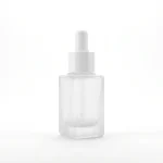 BOTOL KOSMETIK DROPPER GLASS (KACA) PUTIH FROSTED UKURAN 20 mL (WHITE CAP)