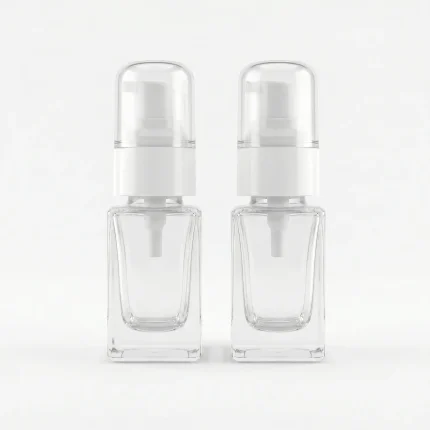 BOTOL KOSMETIK JENIS PUMP BAHAN GLASS (KACA) BENING TRANSPARAN