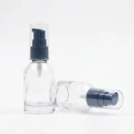 BOTOL KOSMETIK JENIS PUMP BAHAN GLASS (KACA) BENING TRANSPARAN