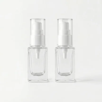 BOTOL KOSMETIK JENIS PUMP BAHAN GLASS (KACA) BENING TRANSPARAN