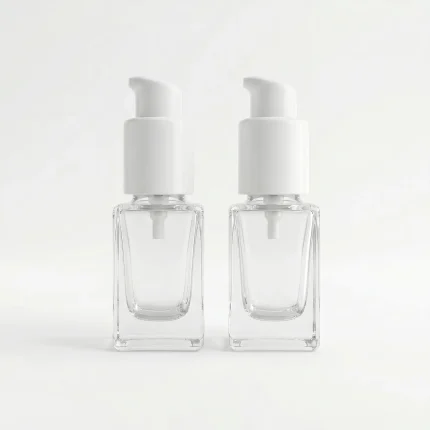 BOTOL KOSMETIK KOTAK BAHAN GLASS (KACA) BENING TRANSPARAN