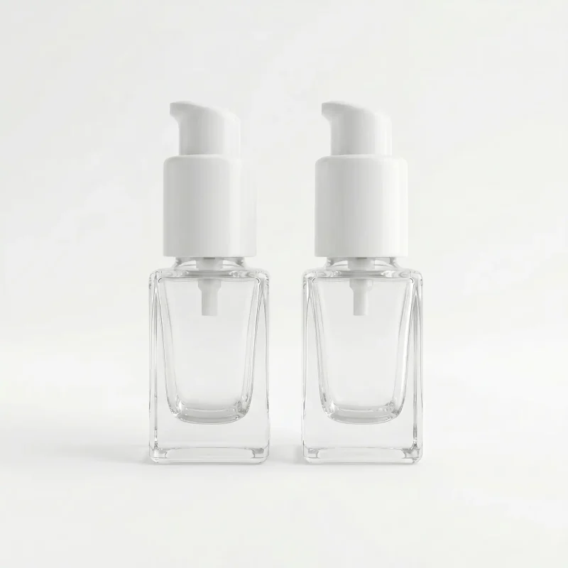 BOTOL KOSMETIK KOTAK BAHAN GLASS (KACA) BENING TRANSPARAN