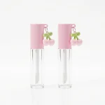 BOTOL LIP CARE & TREATMENT BENTUK SILINDER BENING TRANSPARAN DENGAN CAP PINK