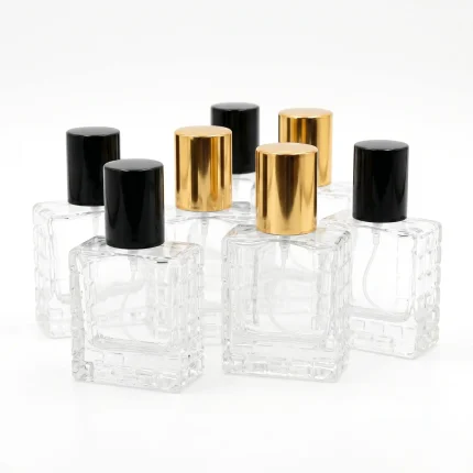 BOTOL PARFUM SPRAY BENING TRANSPARAN DENGAN CAP BERWARNA