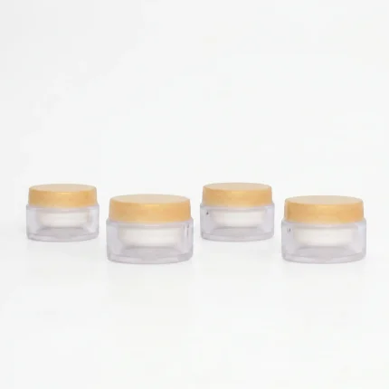 KEMASAN KOSMETIK BENING TRANSPARAN DENGAN CAP GOLD GLOSSY