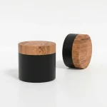 KEMASAN KOSMETIK JAR POT GUSHUN 2 VARIAN WARNA HITAM DENGAN CAP TEKSTUR KAYU