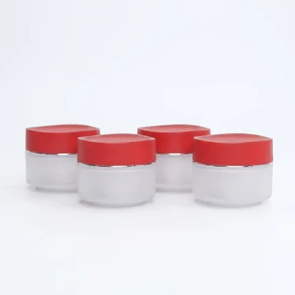 KEMASAN KOSMETIK POT JAR WRNA PUTIH SOLID CAP MERAH