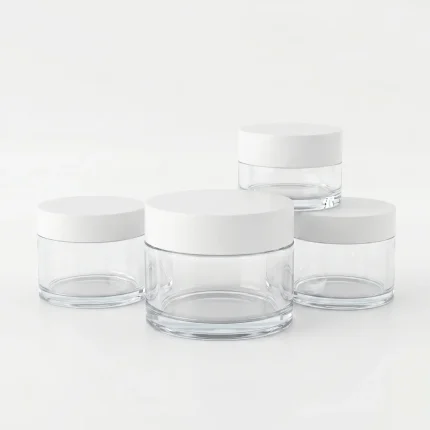 POT JAR KOSMETIK BENING TRANSPARAN DENGAN CAP PUTIH