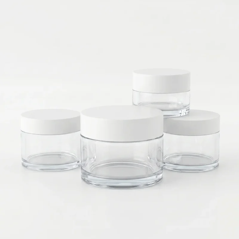 POT JAR KOSMETIK BENING TRANSPARAN DENGAN CAP PUTIH