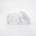 POT JAR KOSMETIK BENING TRANSPARAN DENGAN CAP PUTIH SOLID