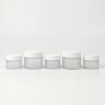 POT JAR KOSMETIK PREMIUM WARNA BENING FROSTED DENGAN CAP PUTIH GLOSSY