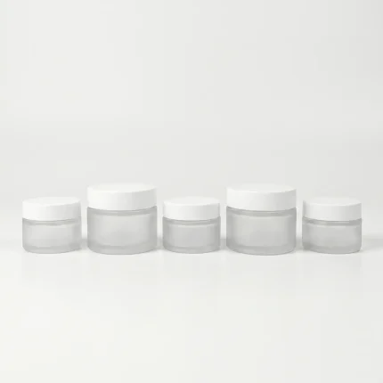 POT JAR KOSMETIK PREMIUM WARNA BENING FROSTED DENGAN CAP PUTIH GLOSSY