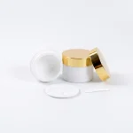 POT JAR KOSMETIK PREMIUM WARNA PUTIH DOFF DENGAN CAP GOLD METALIK