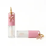 kemasan BOTTLE LIP 080-7 varian warna bening transparan dengan cap warna pink
