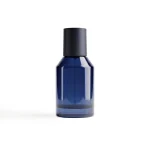 kemasan botol parfum KISS BLACK TRANS 30 mL varian warna biru tua transparan dengan cap hitam