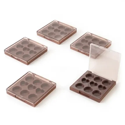 kemasan eyeshadow case bentuk kotak ergonomis dengan sembilan kompartemen