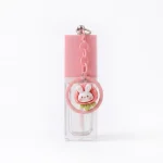kemasan kosmetik BOTTLE LIP 081 varian warna bening transparan dengan cap pink