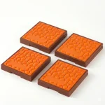 kemasan kosmetik EYESHADOW CASE ES2100P varian warna cokelat dengan motif orange