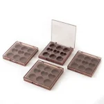 kemasan kosmetik EYESHADOW CASE ES2108C varian warna cokelat dengan cap transparan