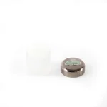 kemasan kosmetik POT POWDER LP4008A varian warna putih frosted dengan cap silver metalik