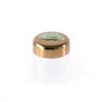 kemasan kosmetik POT POWDER LP4008B varian warna putih frosted dengan cap gold metalik