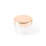 kemasan kosmetik POT POWDER LP4014A varian warna putih frosted dengan cap rose gold metalik