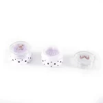 kemasan kosmetik POT POWDER LP4035A varian warna putih polkadot dengan cap transparan