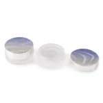 kemasan kosmetik POT POWDER LP4036A varian warna putih transparan dengan silver marble cap