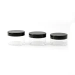 kemasan kosmetik POT POWDER M101 varian warna bening transparan cap hitam