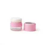 kemasan kosmetik POT POWDER M105-1 varian warna bening transparan dengan aksen soft pink