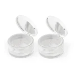 kemasan kosmetik POT POWDER RY-8024 varian warna transparan dengan cap putih marble