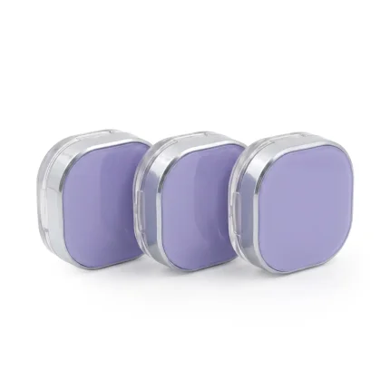 kemasan kosmetik POT POWDER RY-8070 varian warna putih transparan dengan aksen silver metalik