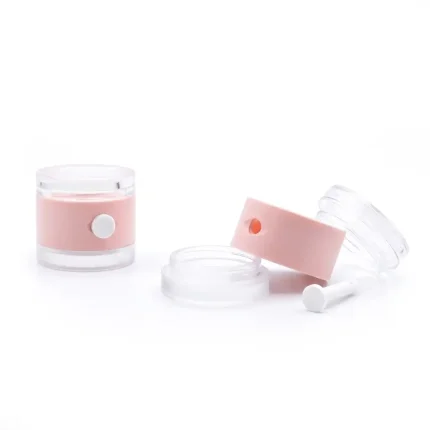 kemasan kosmetik jar lip balm double kompartemen dengan aplikator terpisah