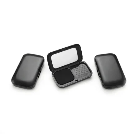kemasan kosmetik pot eyeshadow bentuk kotak rounded dengan cermin bagian dalam
