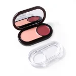 kemasan pot eyeshadow bentuk capsul dengan cermin dan dua kompartmen