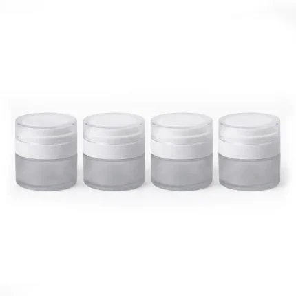 kemasan POT KACA CAP AKRILIK PUTIH varian warna putih frosted dengan cap glossy