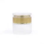 kemasan kosmetik GLASS JAR HJ-G0226-SERIES varian warna bening frosted dengan cap gold