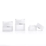 kemasan kosmetik GLASS JAR HJ-G0229-SERIES varian warna putih frosted dengan cap putih glossy