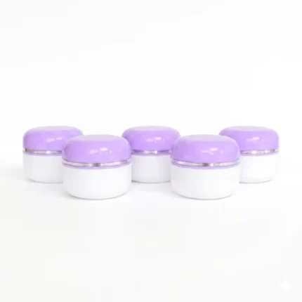 kemasan kosmetik POT 60GR PUTIH UNGU varian warna putih dengan cap ungu glossy