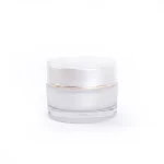 kemasan kosmetik POT ACRYLIC PUTIH LIST GOLD varian warna putih aksen gold
