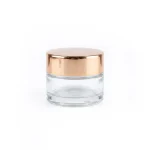 kemasan kosmetik POT BENING KACAvarian warna bening transparan dengan cap rose gold