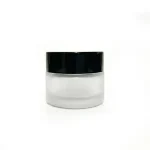kemasan kosmetik POT KACA FROSTED 15 GRAM TUTUP HITAM ukuran 15 gram