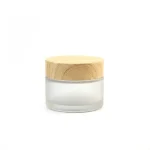 kemasan kosmetik POT KACA FROSTED CAP KAYU ukuran 15 gram