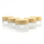kemasan kosmetik POT KACA FROSTED CAP KAYU ukuran 30 gram